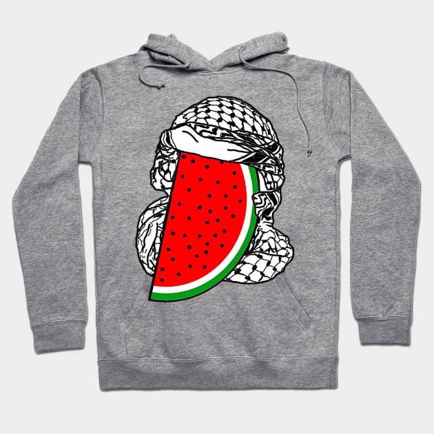 Free Palestine Watermelon Keffiyeh - Wrapped - Front Hoodie by SubversiveWare